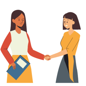 Cartoon photo of a Salonspa Connection Business broker and a Salon Owner