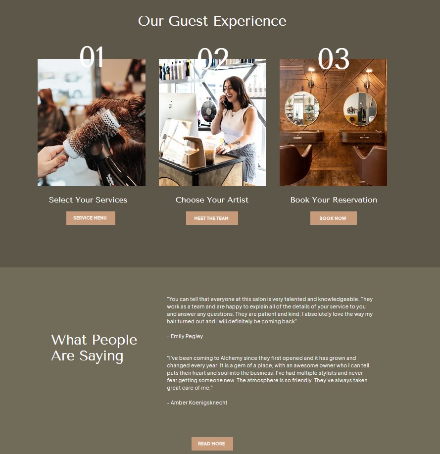 great salon website visuals