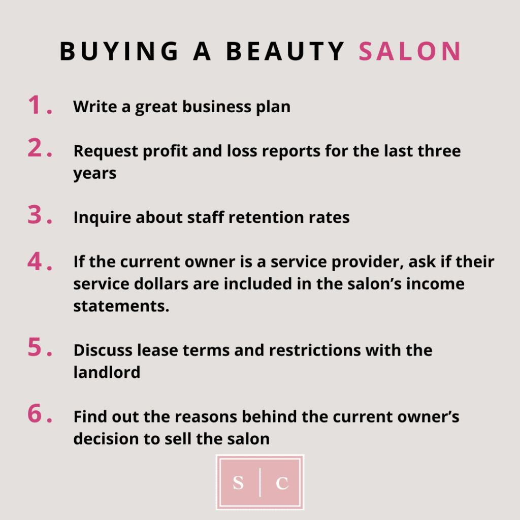 questions to ask when buying a salon