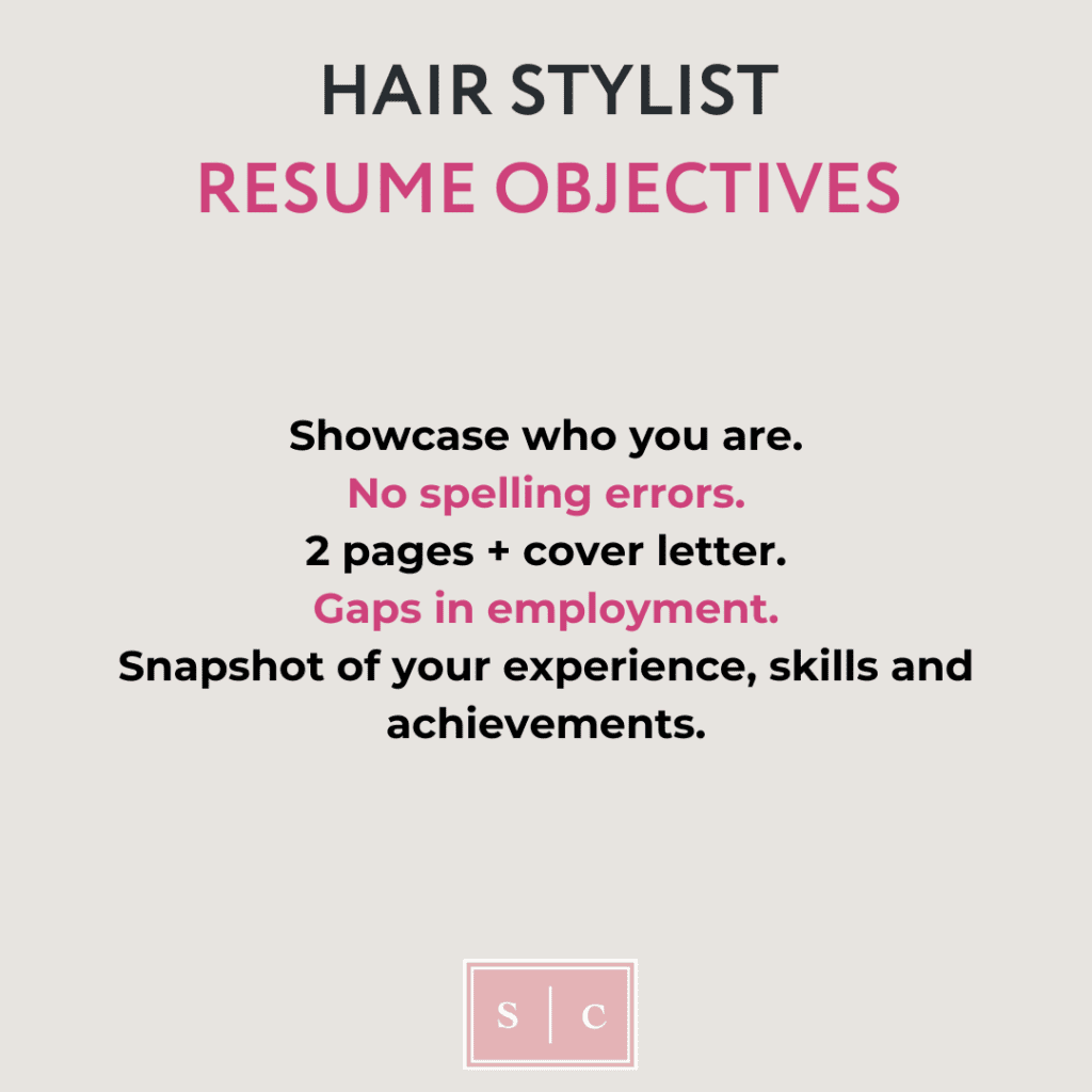 what needs to be in a resume for a salon job