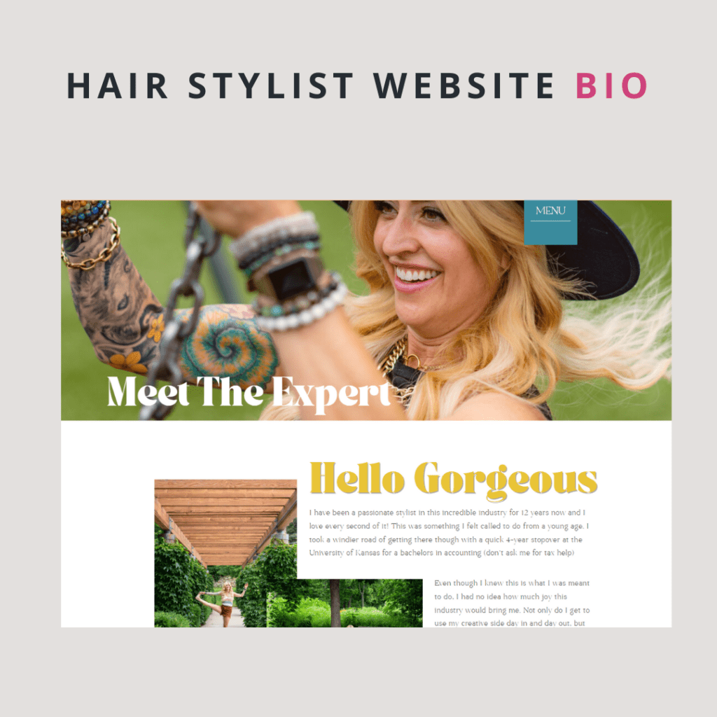 examples of salon bios on a website