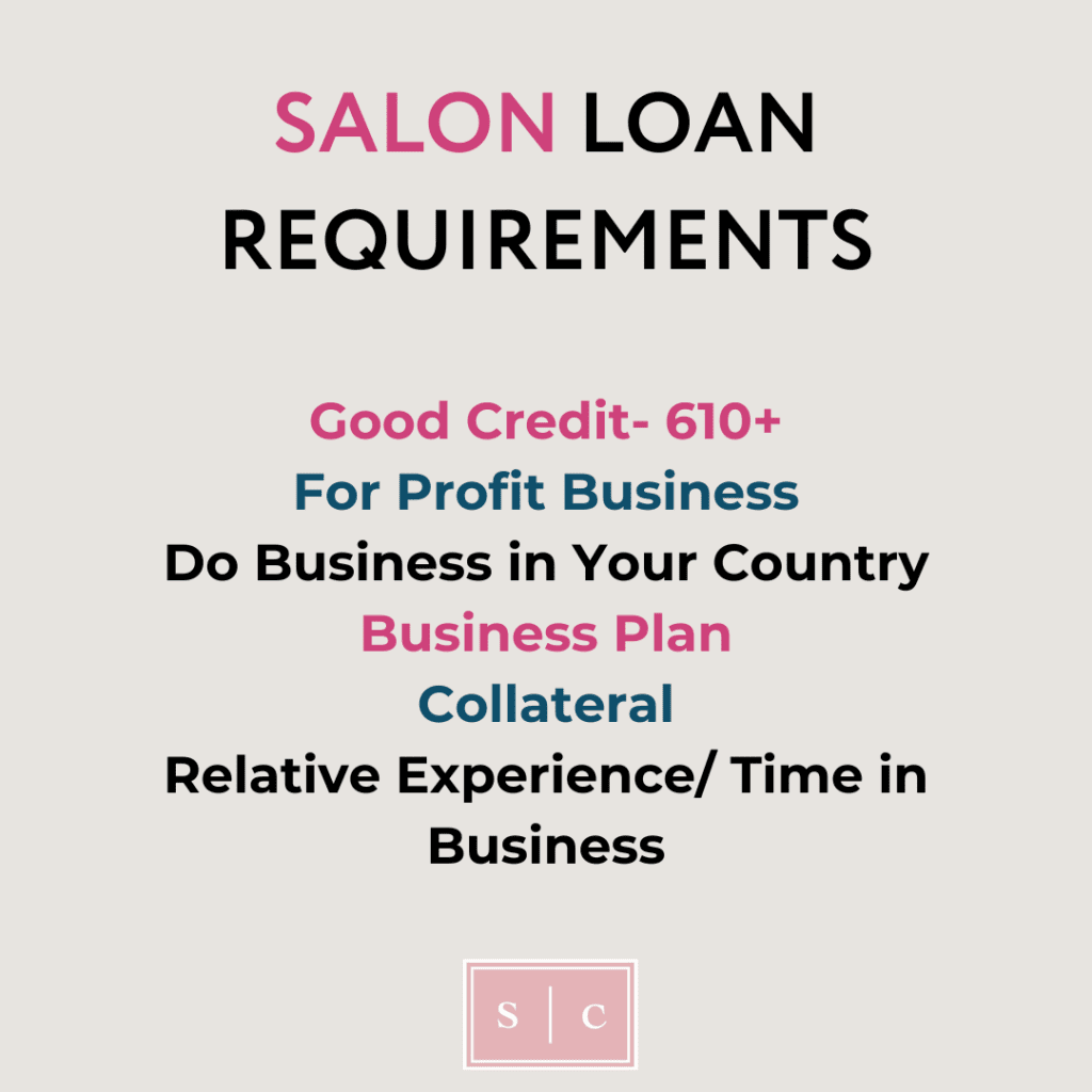 things needed to obtain a loan for a salon from the sba