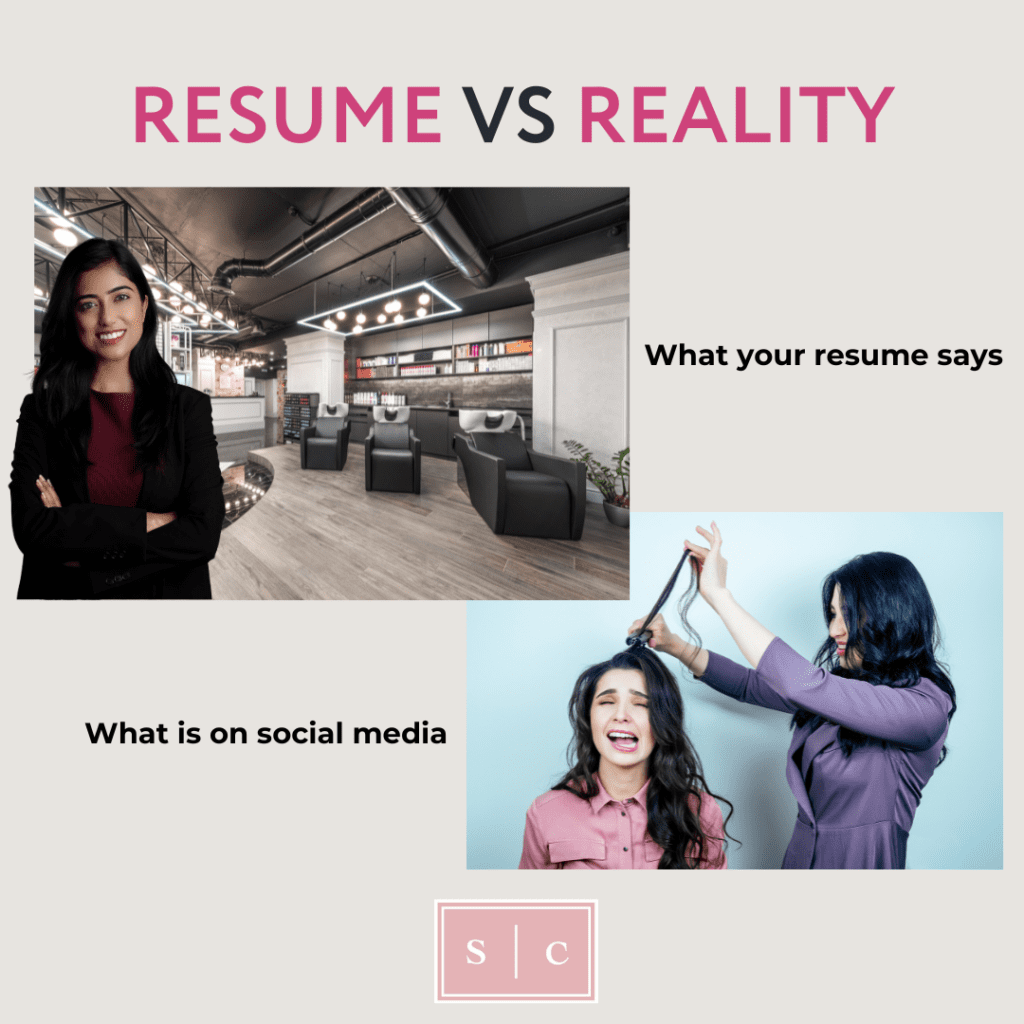 how a great resume is useless for hair stylists unless social media reflects the same professionalism